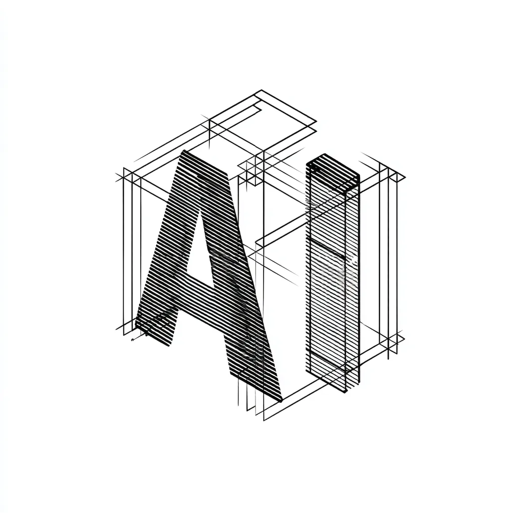 3D AI logo with geometric wireframe design